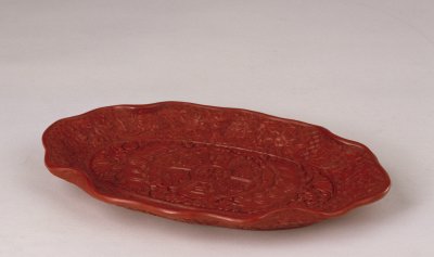 图片[1]-Clear red Sanskrit lotus leaf plate-China Archive